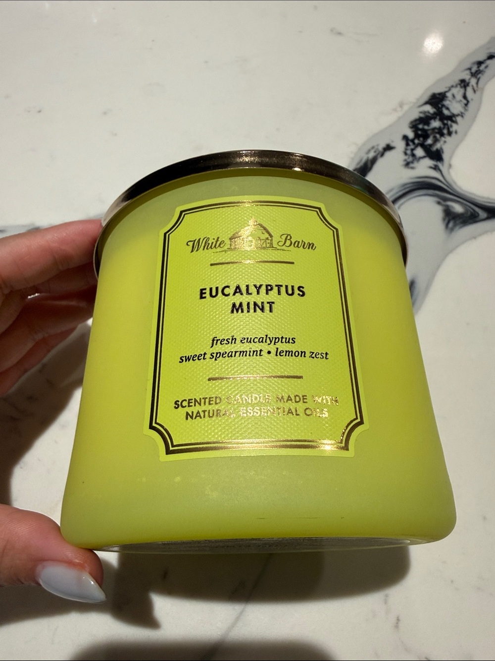 White Barn Eucalyptus Mint Candle - Lime Green Jar